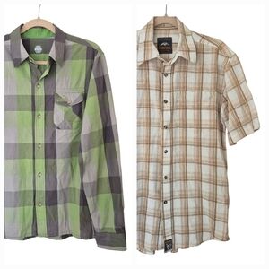 Bundle Of 2 Plaid Hiking Shirts: Pacific Trail White Beige & McKinley Green Gray